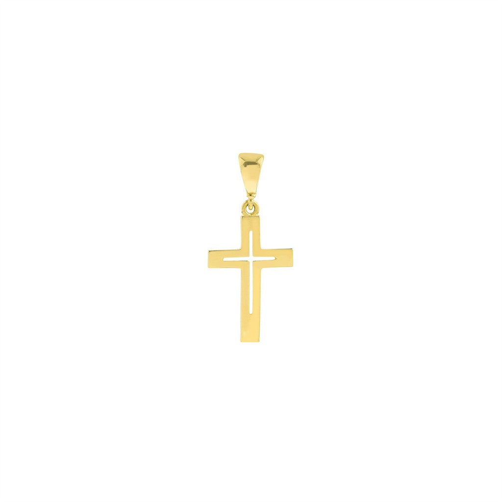 Cutout Cross Pendant - 14kt ye
