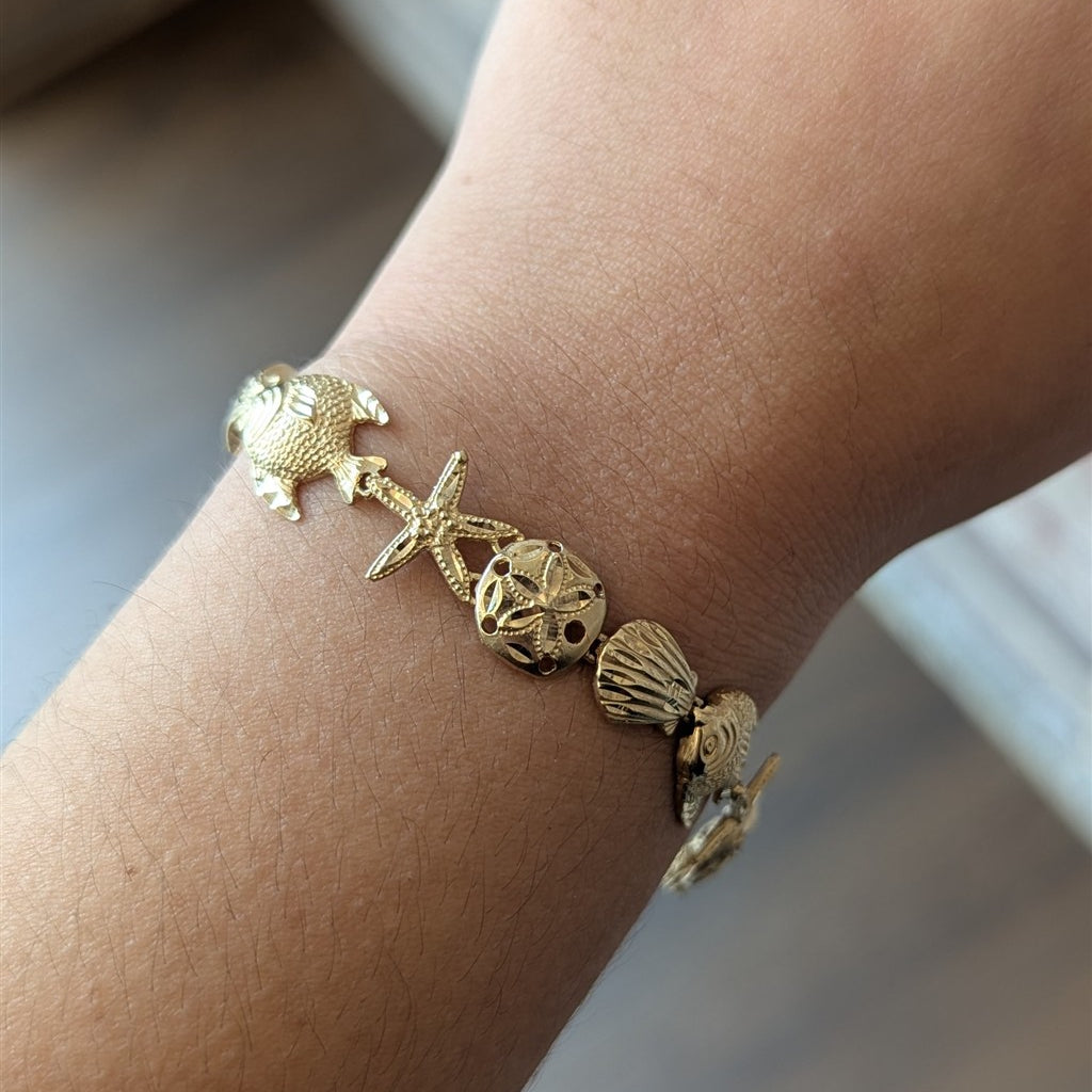14kt yellow gold beach themed