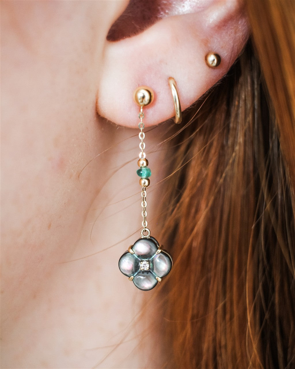 18kt Yellow Gold Floral Patter