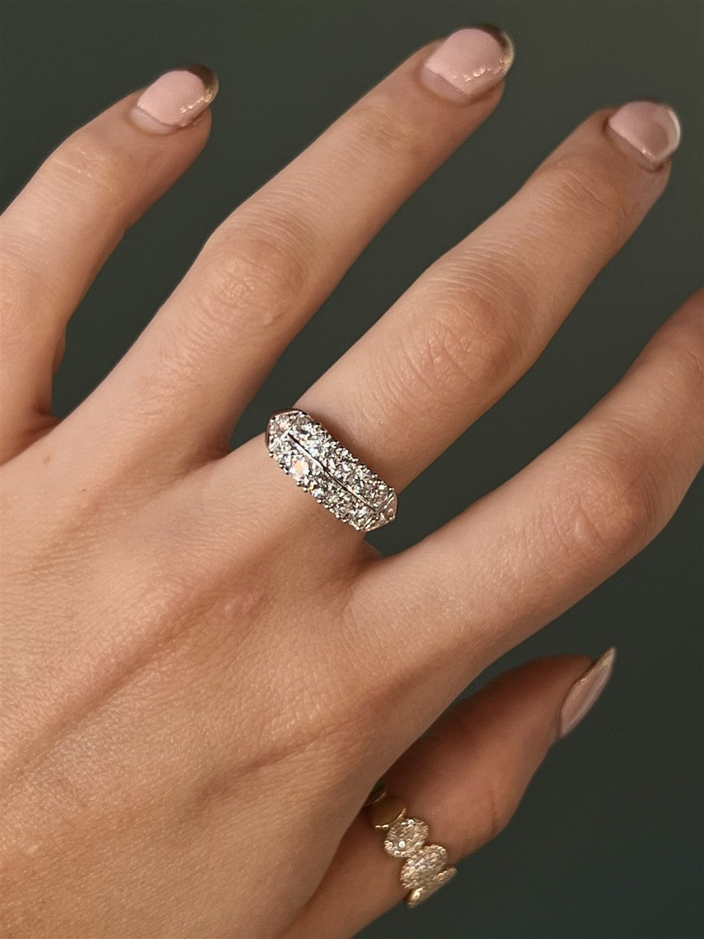 14kt white gold two-row annive