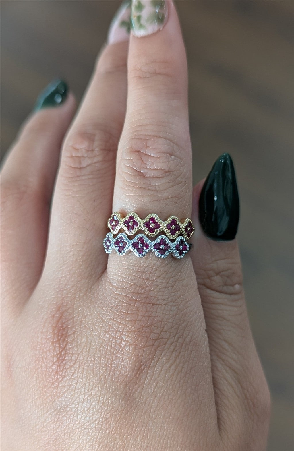 14ktWG clover band with 0.37ct