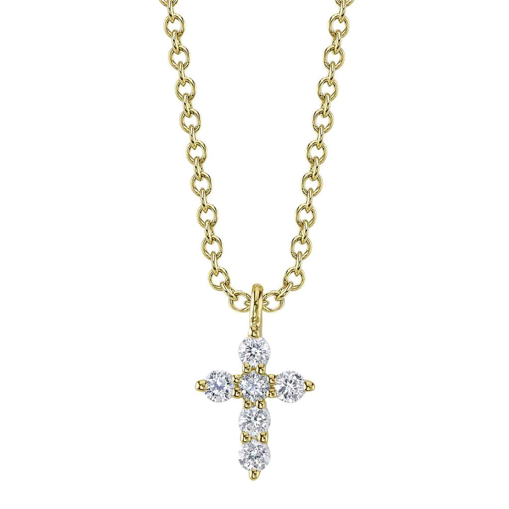 14ktYG 0.10ctw Dia Cross Neck