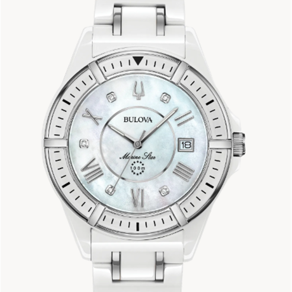 BULOVA WHITE AND SILVER WATCH