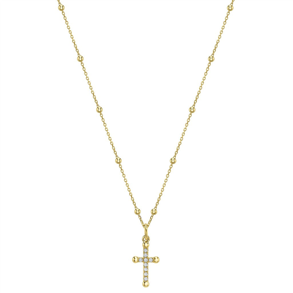 14KY 0.08CTW DIAMOND CROSS BEA
