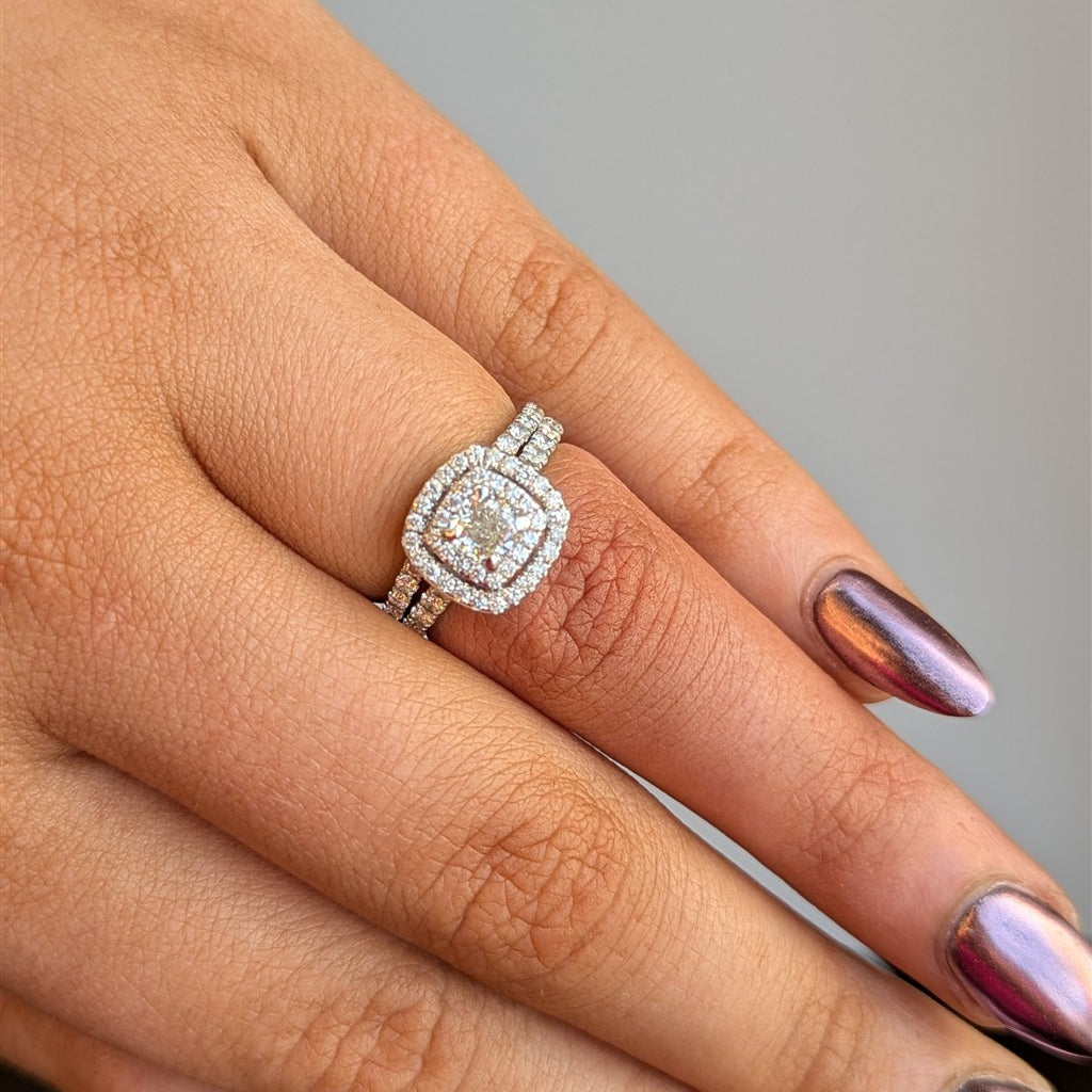 14kt WG 2-ring diamond wedding