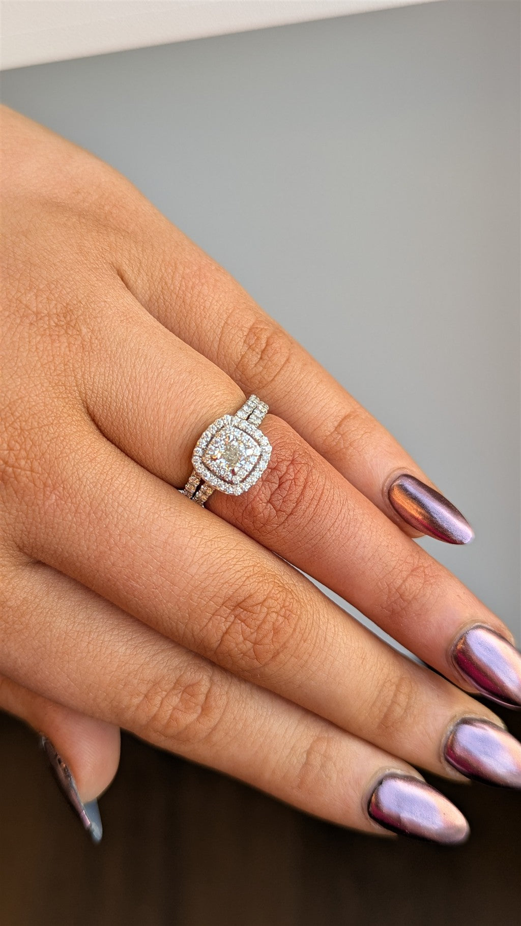 14kt WG 2-ring diamond wedding