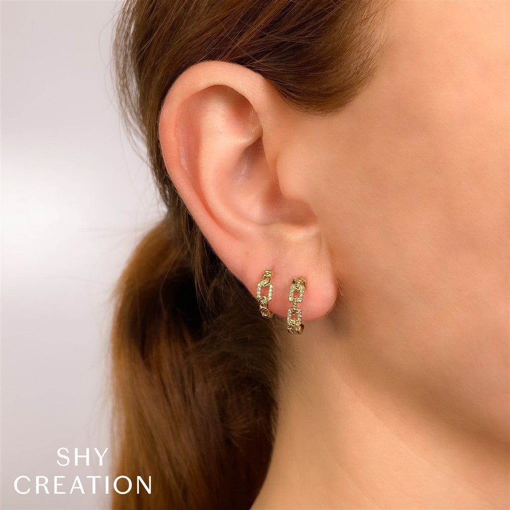 14KY 0.09CTW Diamond Link Hugg