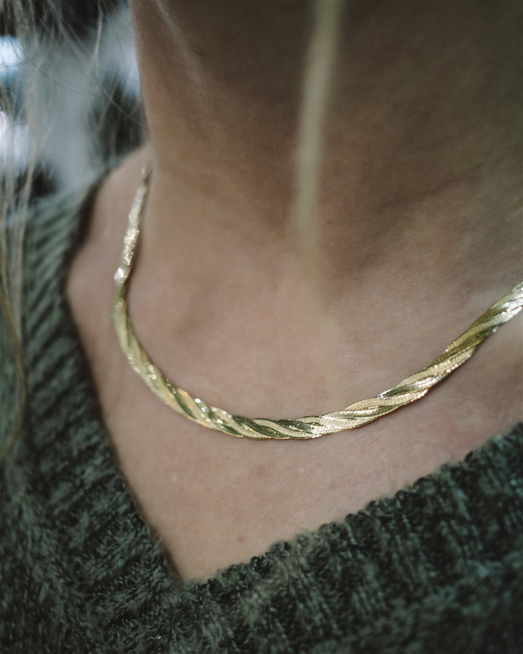 14KY woven snake chain 18"