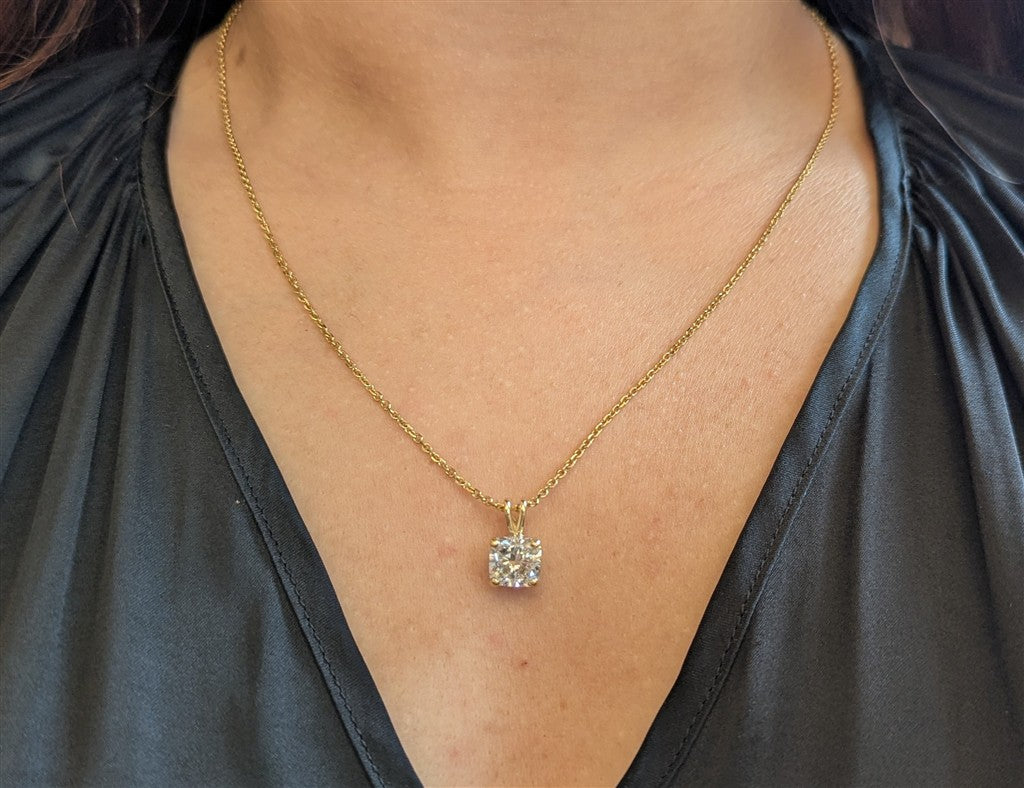 14KY 3.04CT Cushion Lab Diamon