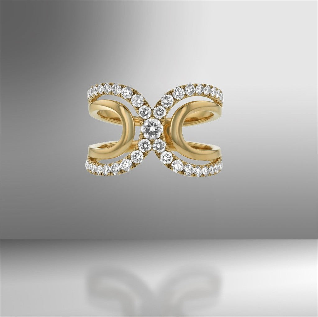 14kt yellow gold wide curved r