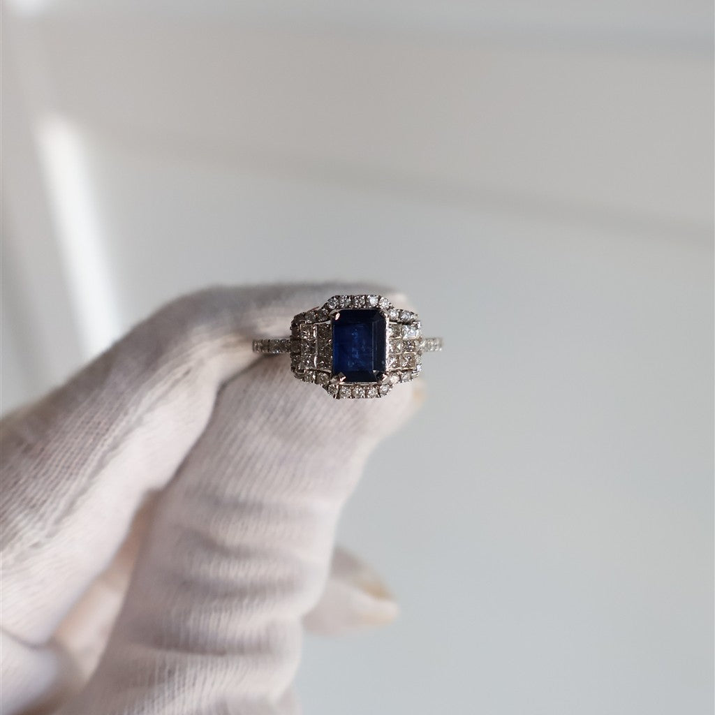 14kt white gold diamond and em