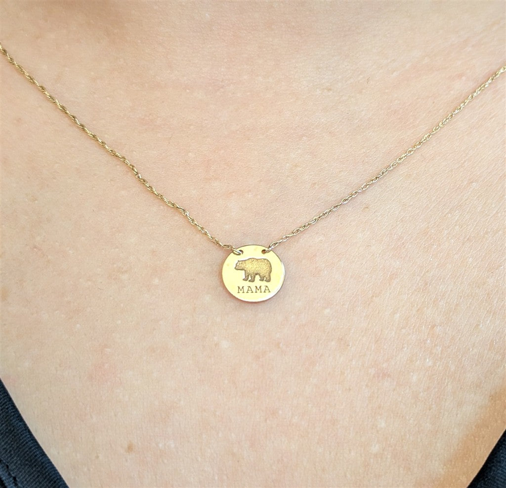 14KT yellow gold etched mama b