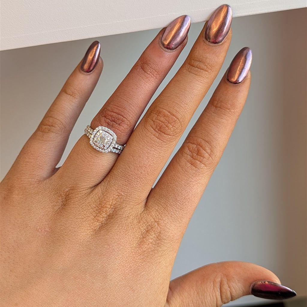 14kt WG 2-ring diamond wedding