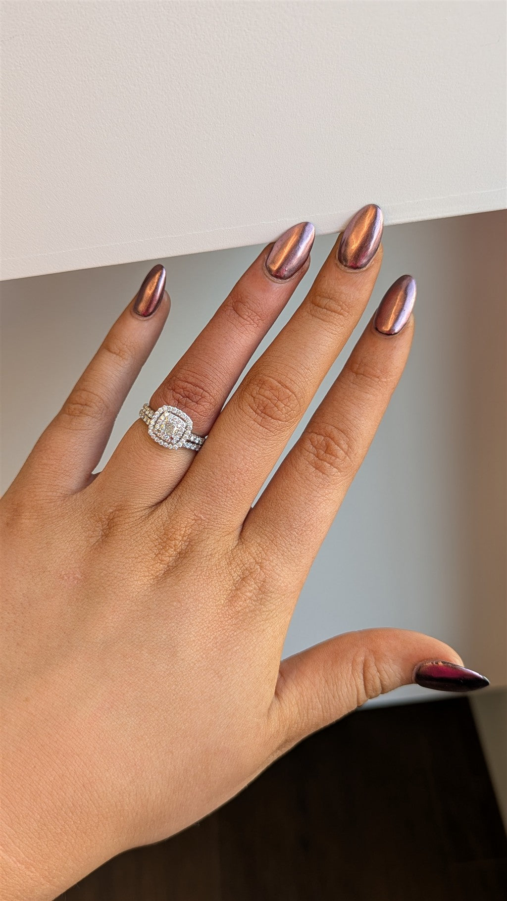 14kt WG 2-ring diamond wedding