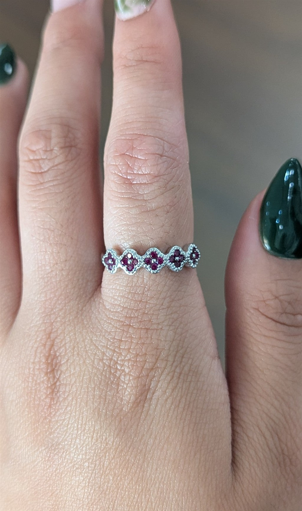 14ktWG clover band with 0.37ct