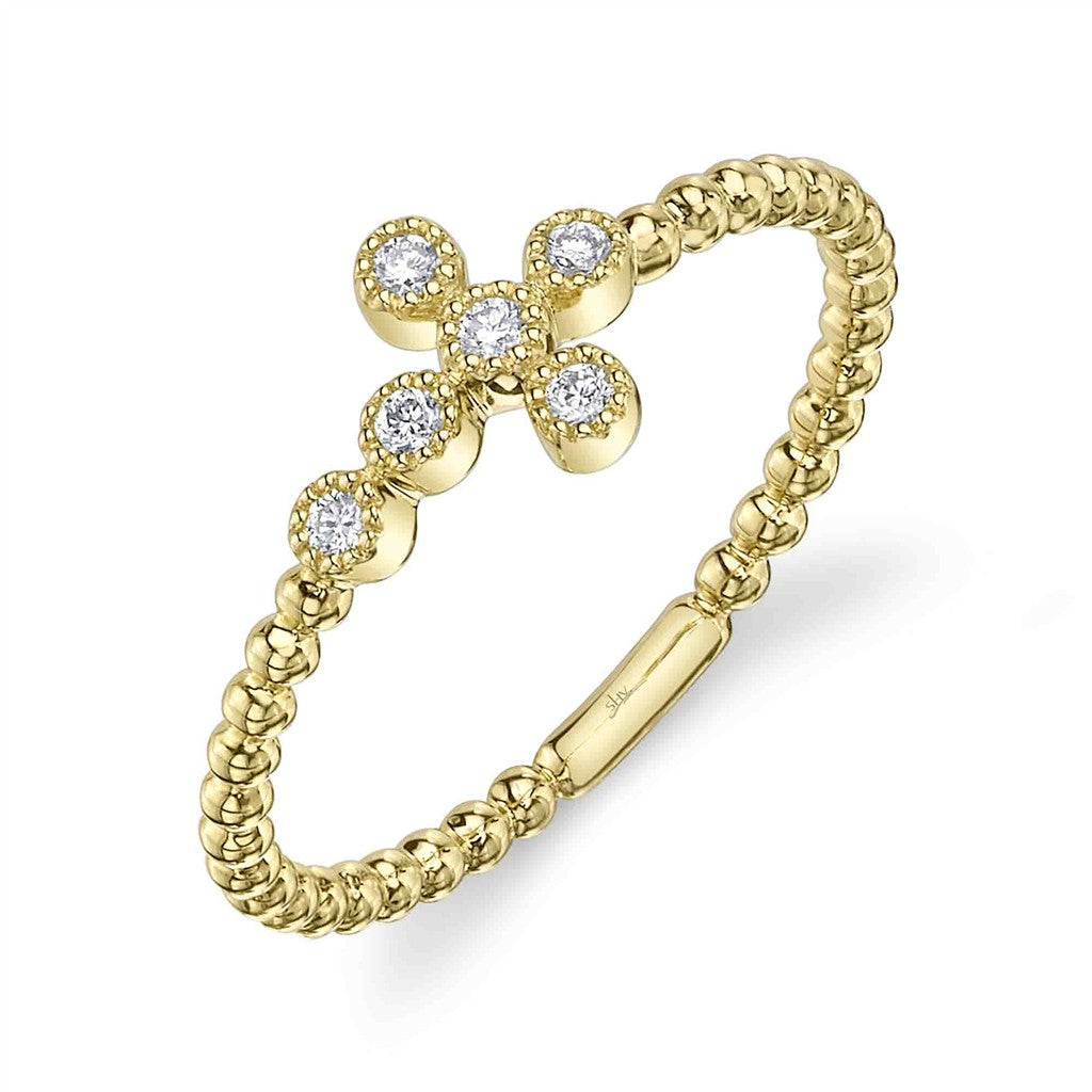 14KY 0.08CTW Diamond Cross Bea