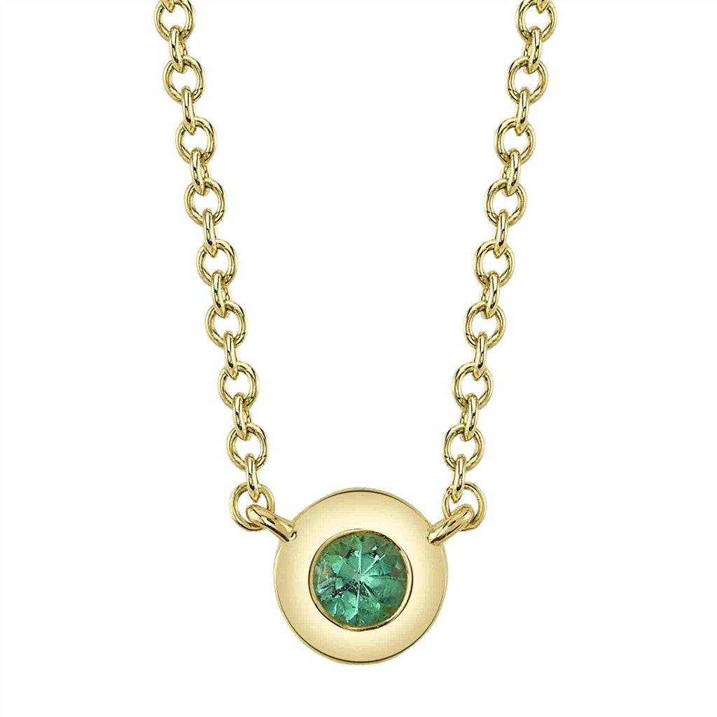 14KY 0.04CT Emerald Bezel Neck