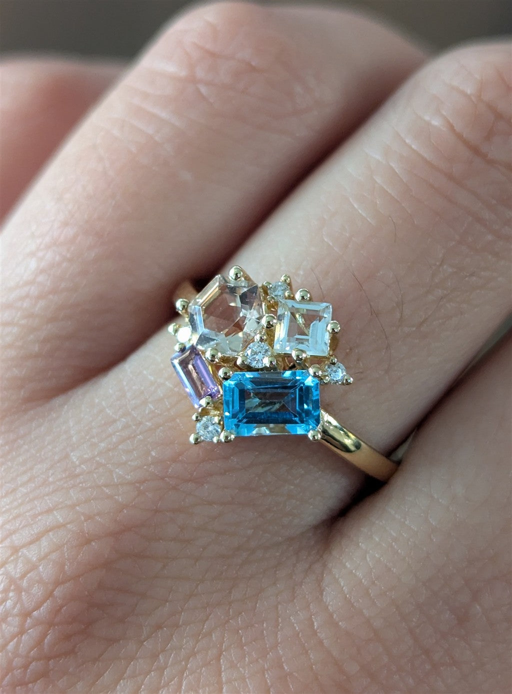 14ktYG ring with 0.07ctw Dia &
