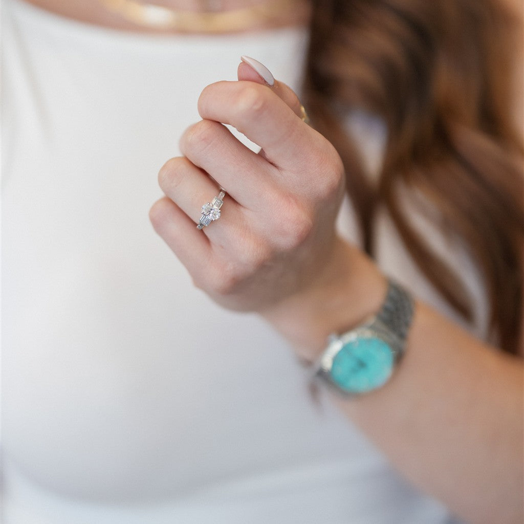 14kt white gold diamond engage