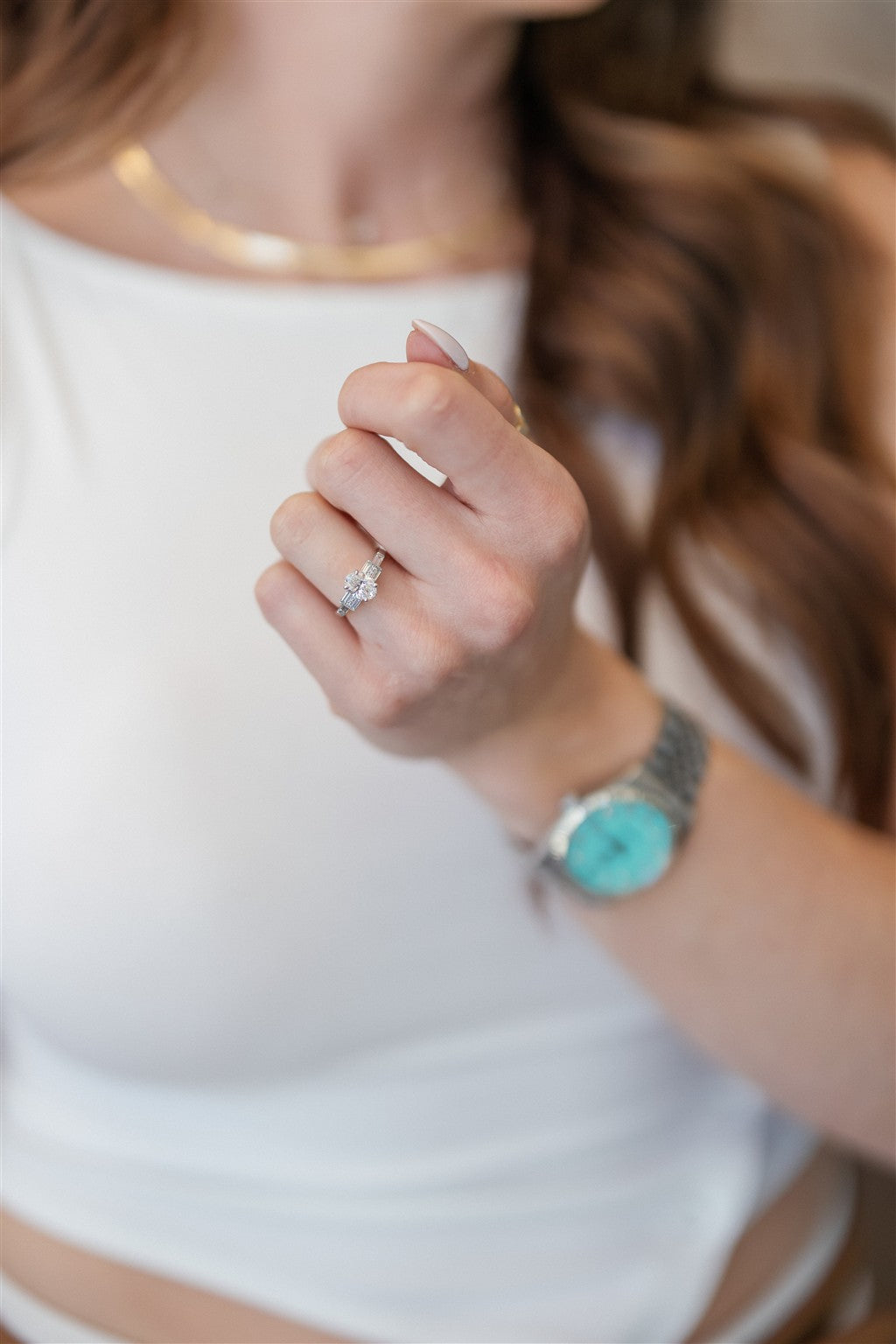 14kt white gold diamond engage