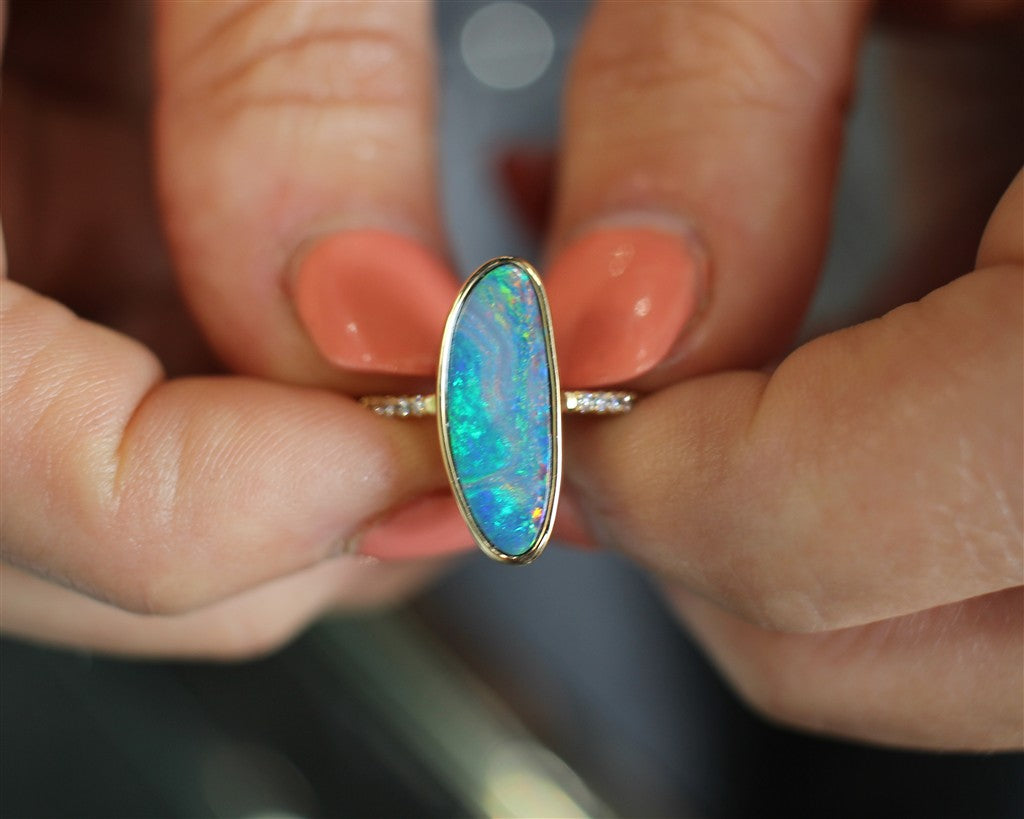 14KY Australian Opal Doublet R