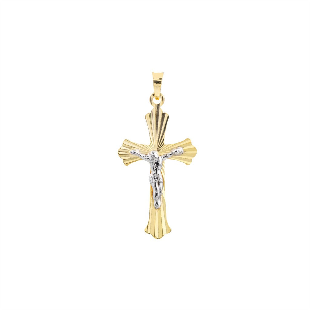 two-tone diamond cut Crucifix
