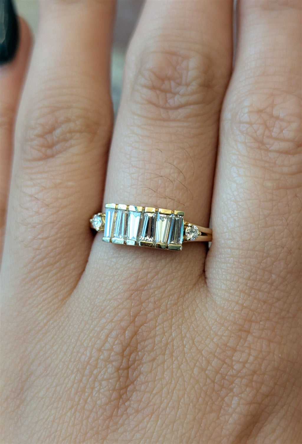 14k yg 1.01ct baguette and 0.0