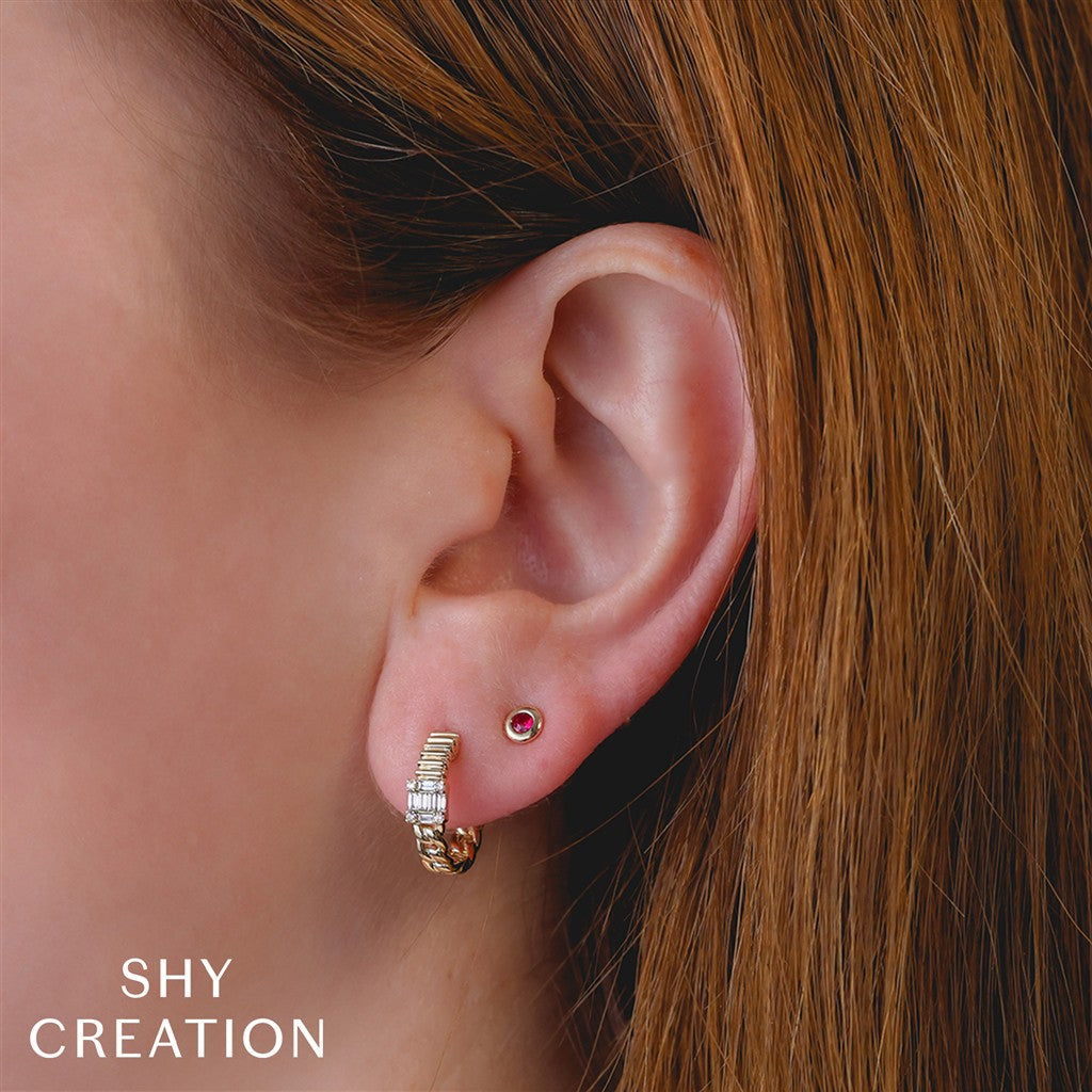 14KY 0.10CTW RUBY BEZEL STUD E