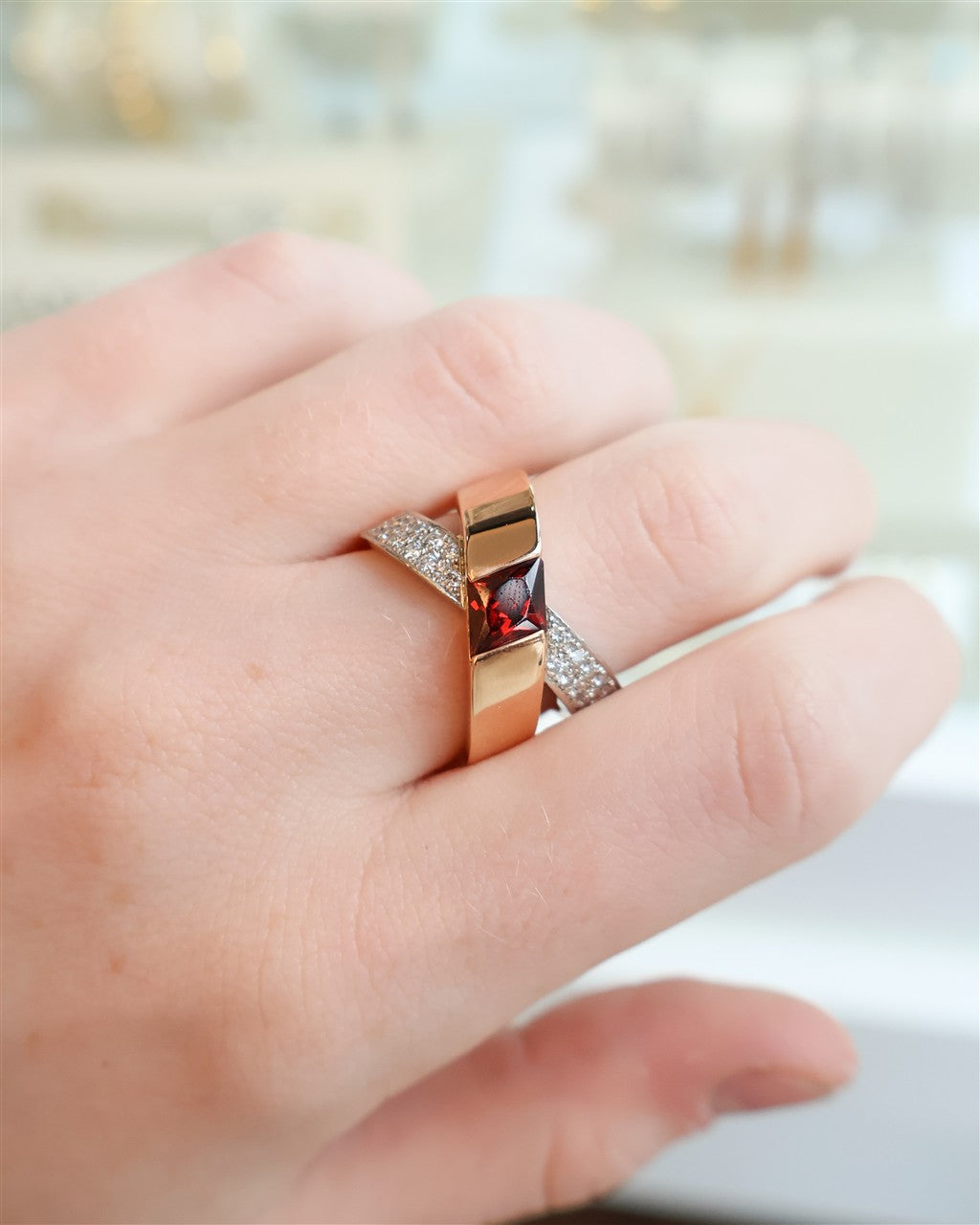 14kt Rose Gold Criss Cross Dia