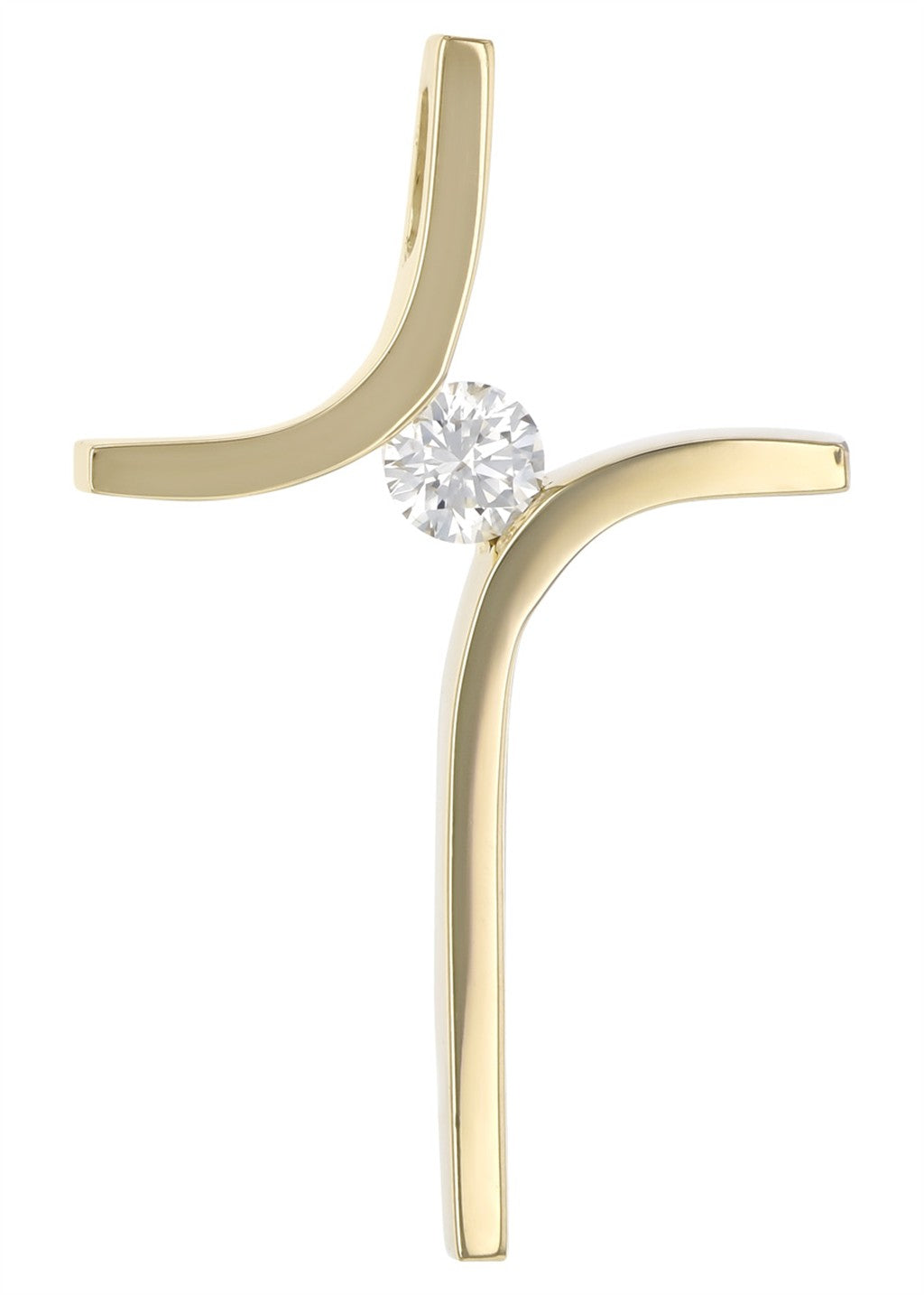 14KY  .07 Diamond Center Cross