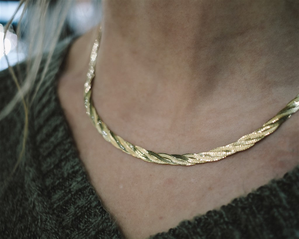 14KY woven snake chain 18"