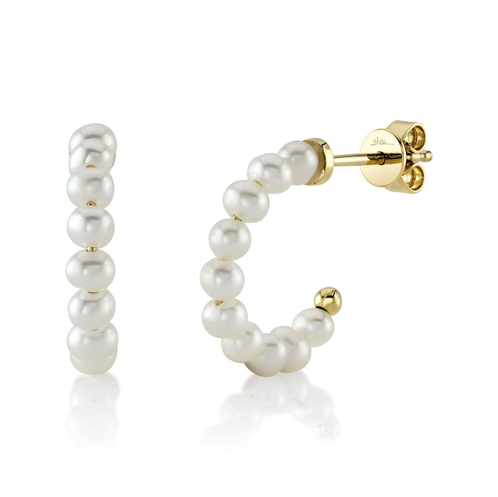 14KY Cultured Pearl Hoop Earri