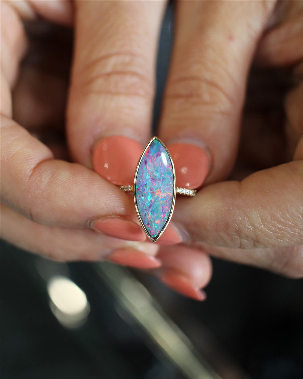 14KY Australian Opal Doublet R