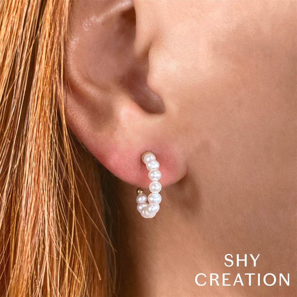 14KY Cultured Pearl Hoop Earri
