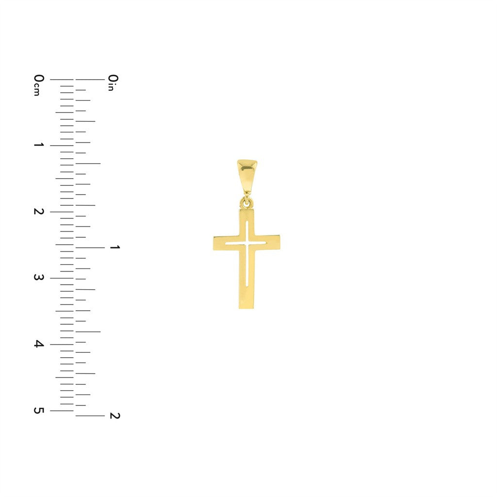 Cutout Cross Pendant - 14kt ye