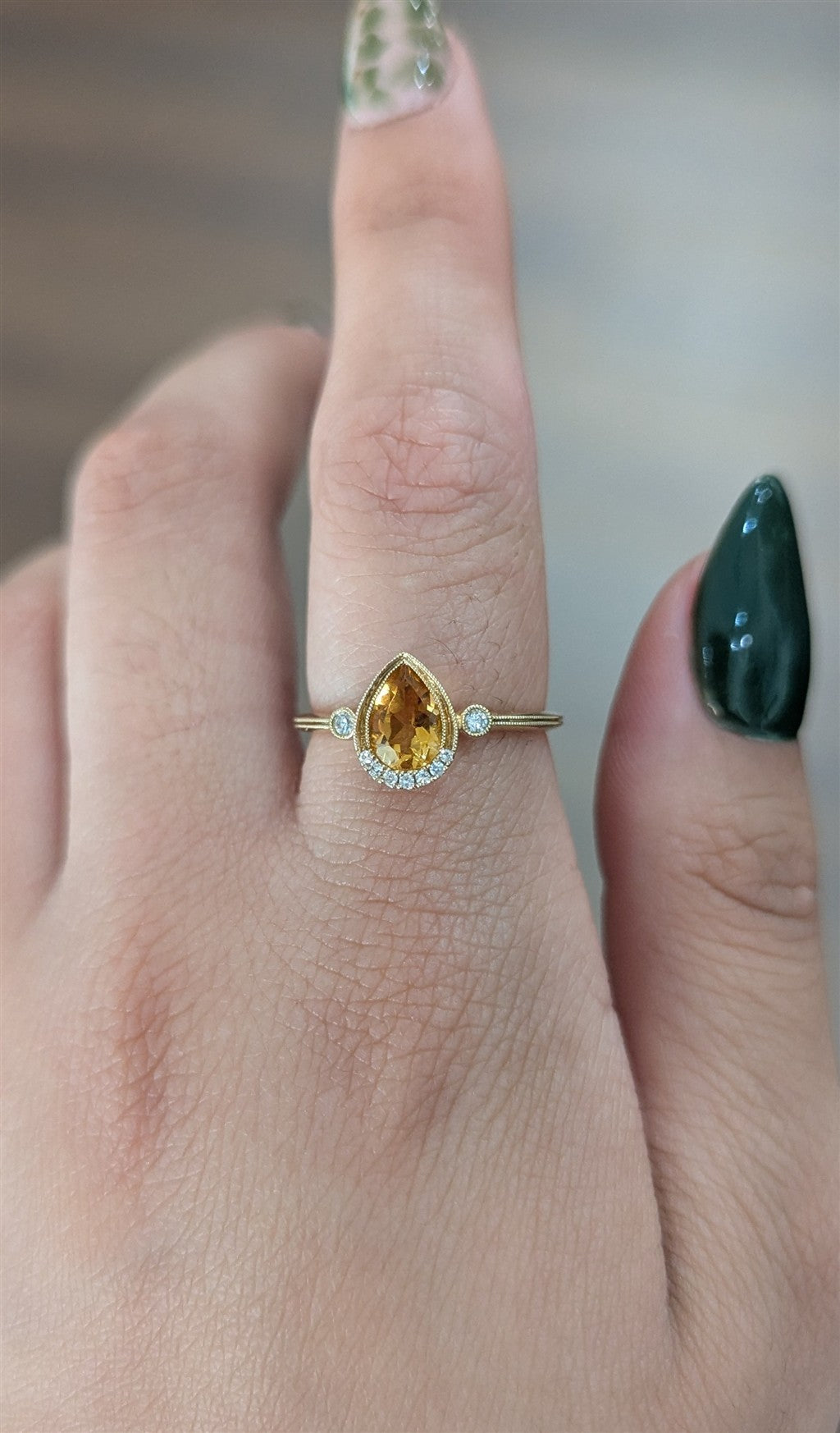 10ktYG ring with 0.75ct pear s