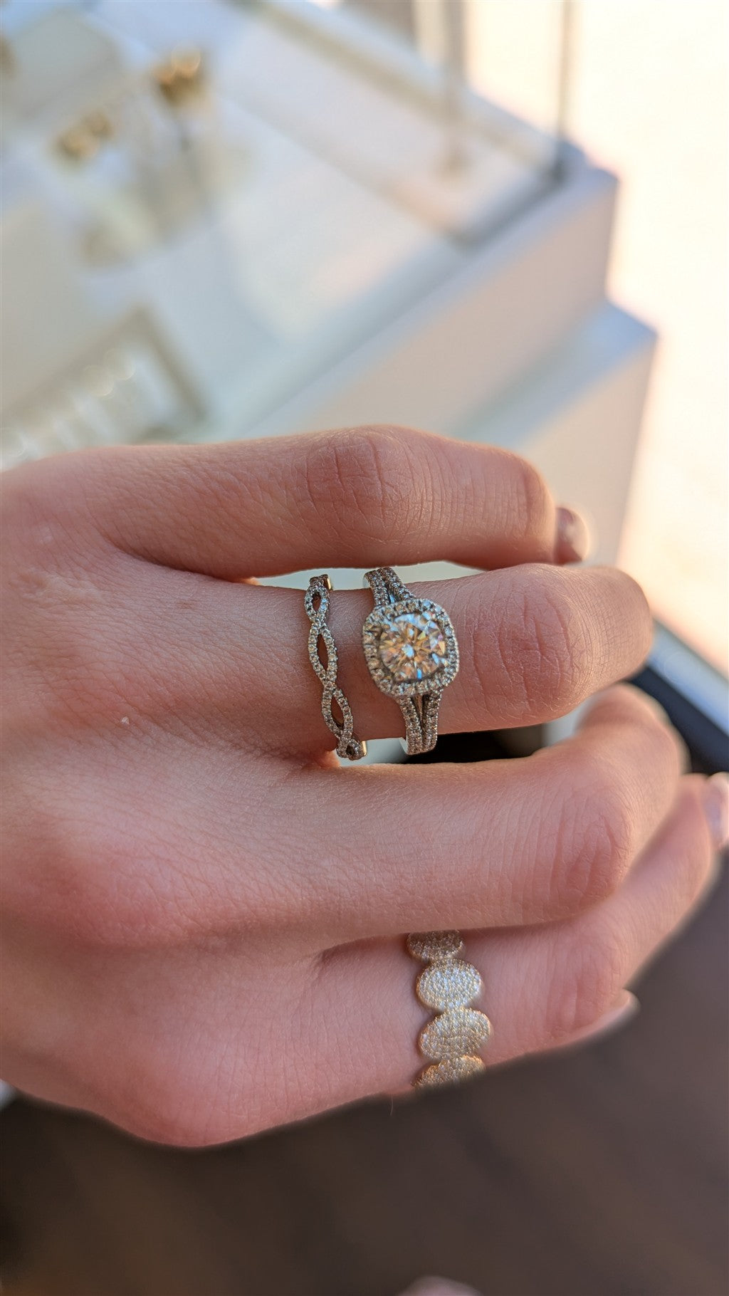 14kt white gold wedding set wi