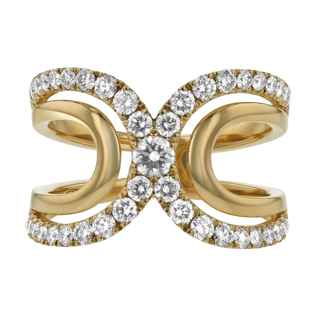 14kt yellow gold wide curved r