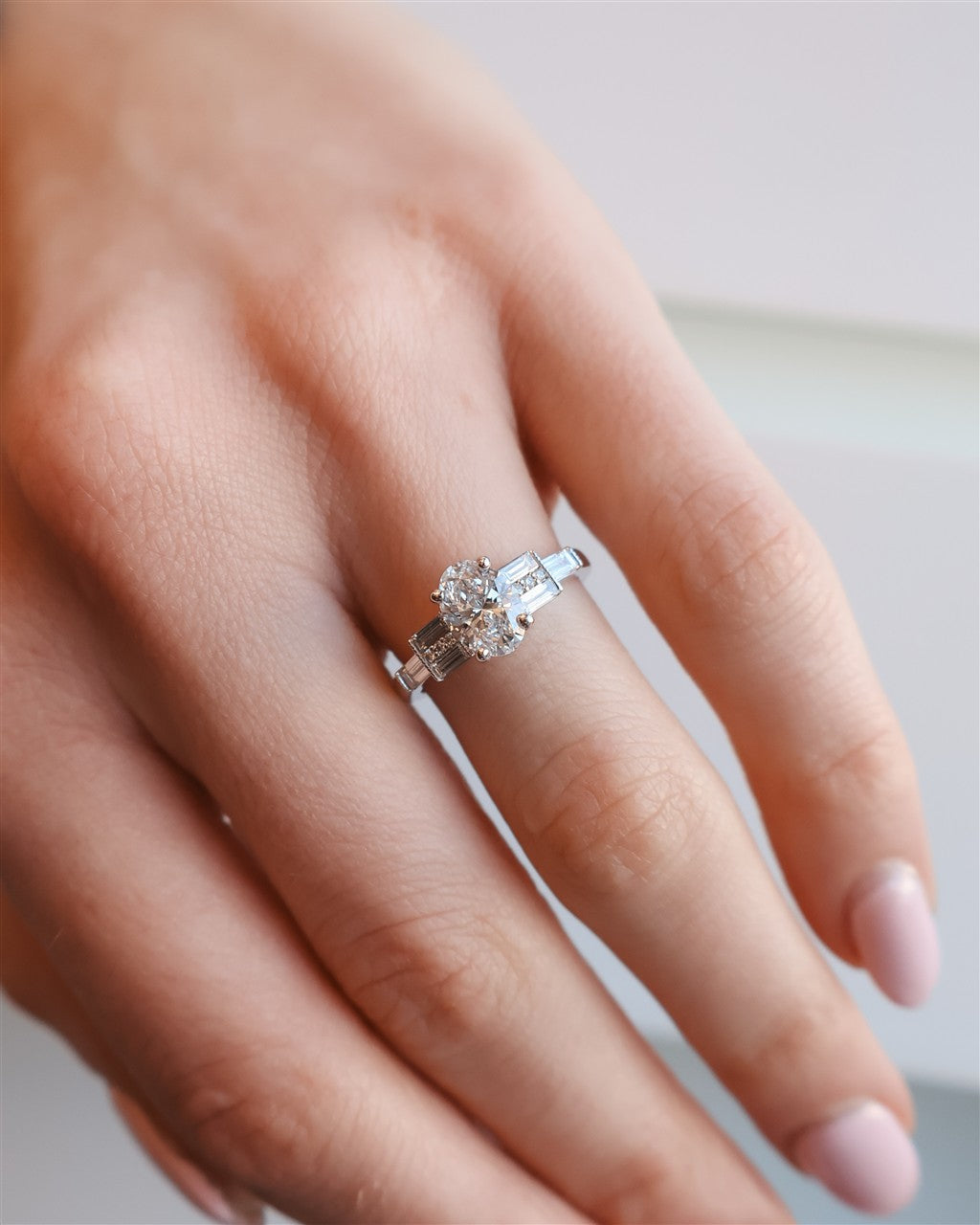 14kt white gold diamond engage