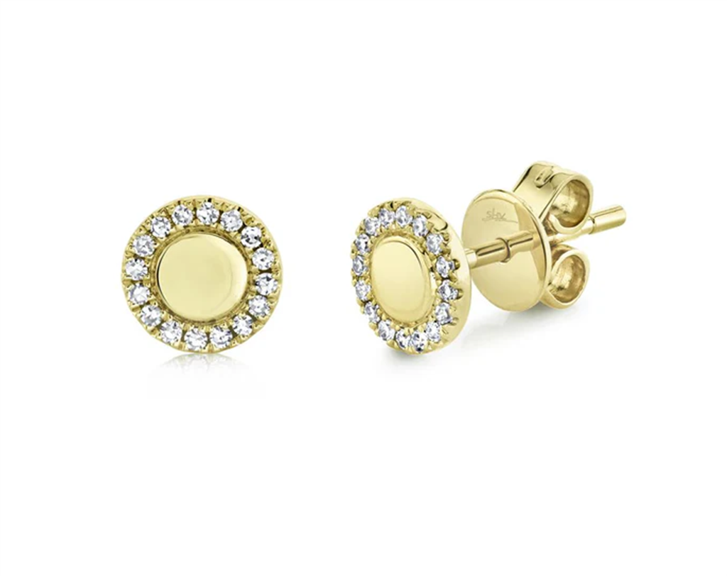 14K yellow gold diamond stud e