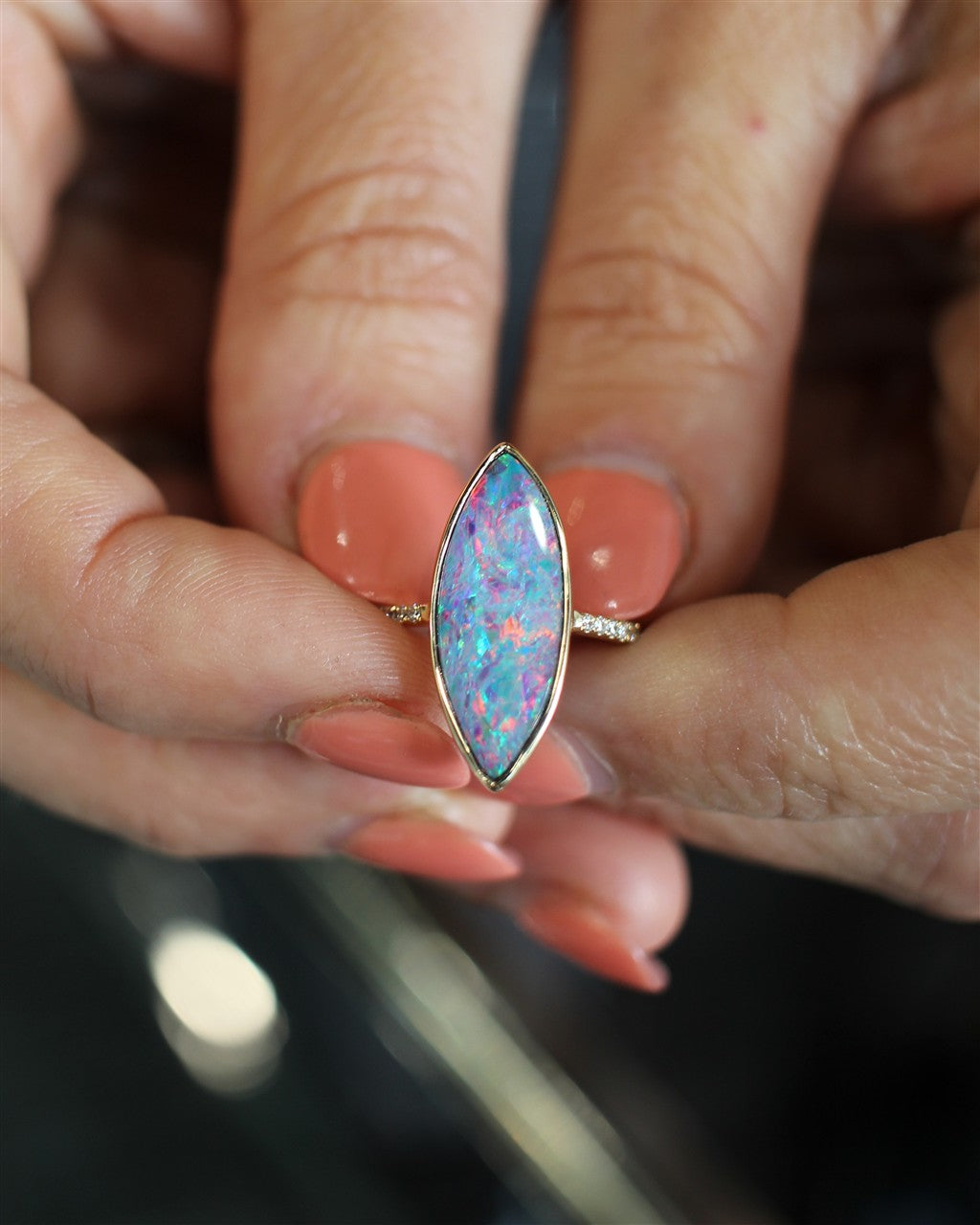 14KY Australian Opal Doublet R