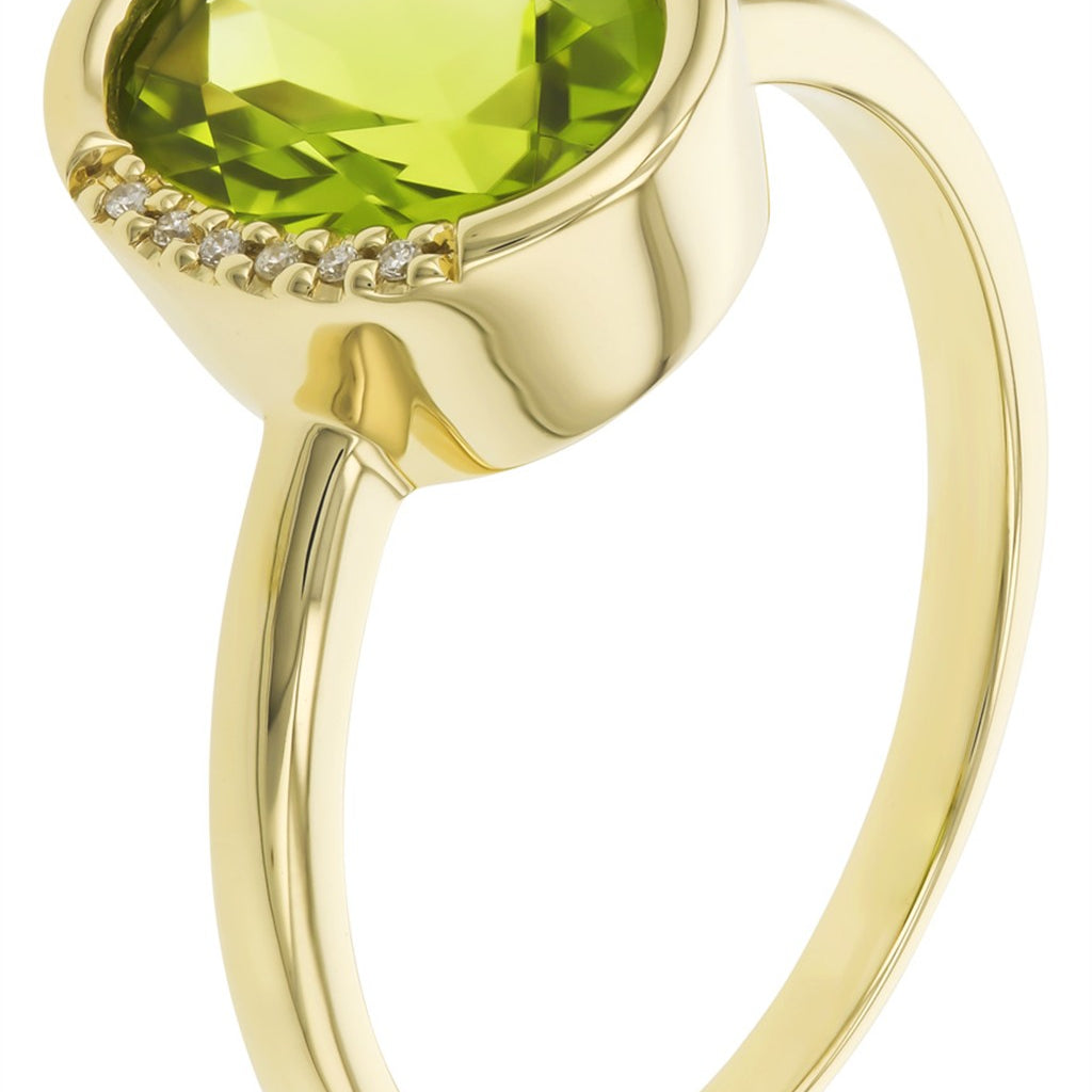 14KY 1.72CT Peridot Half Bezel