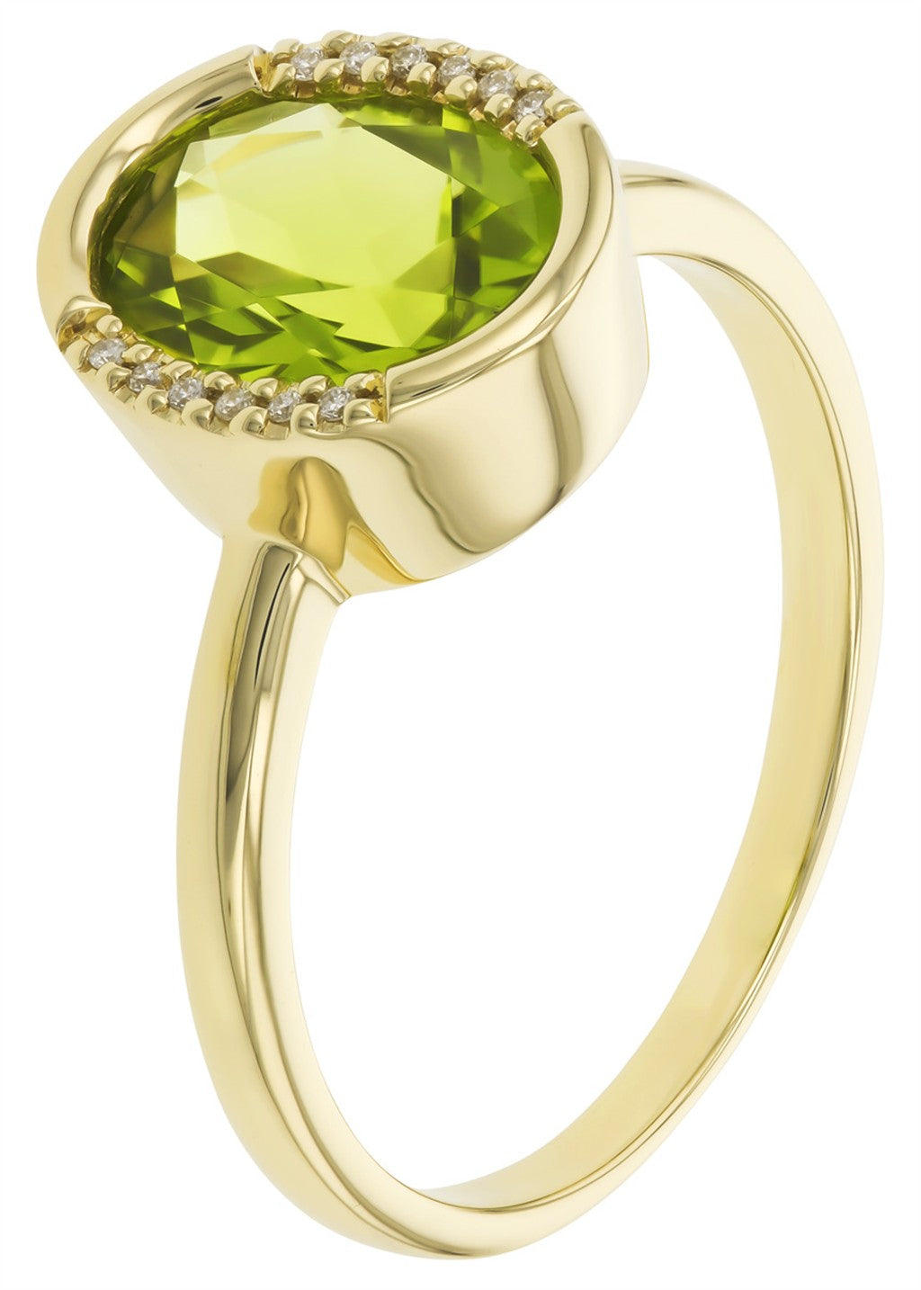 14KY 1.72CT Peridot Half Bezel