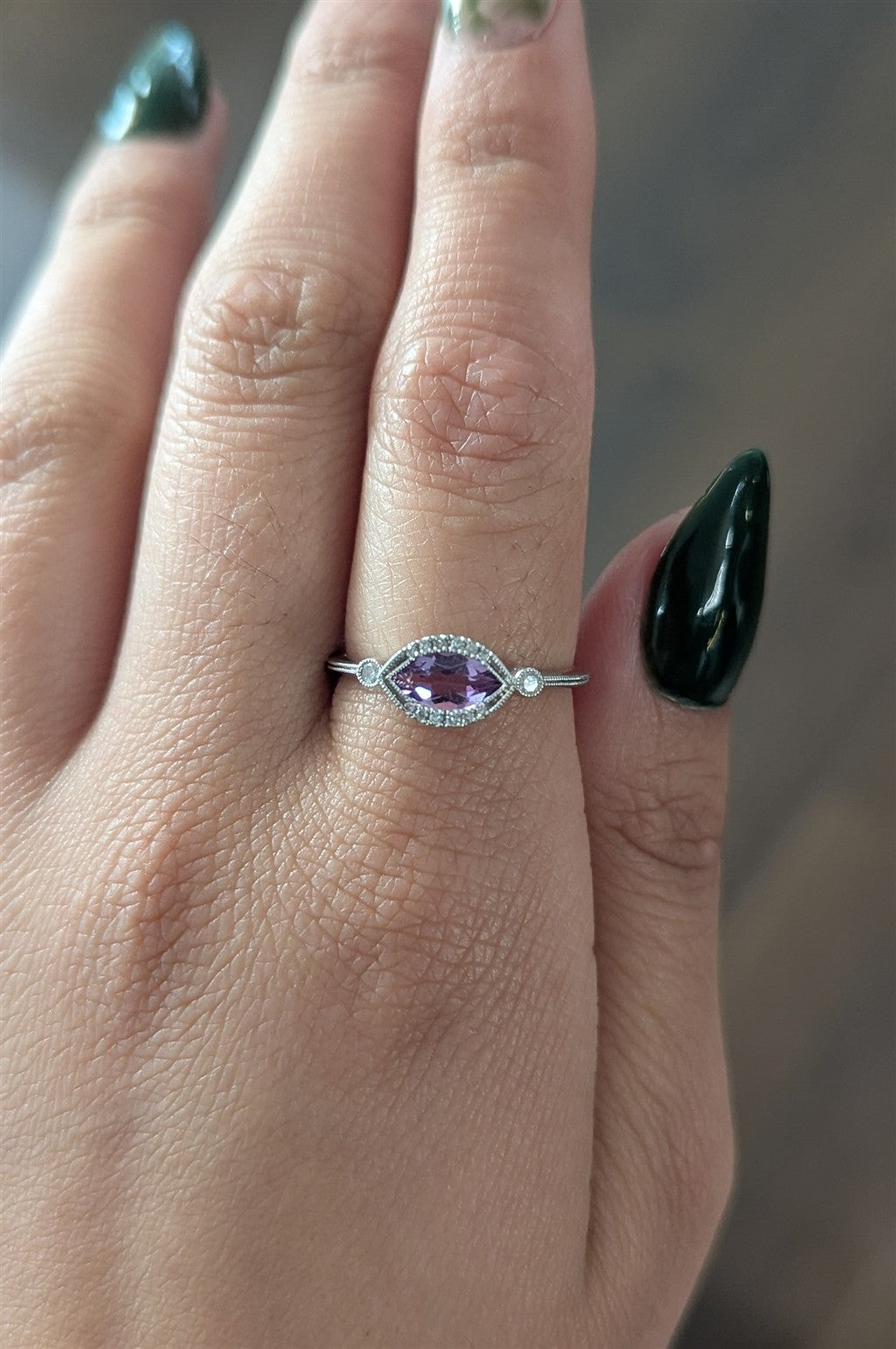 10ktWG ring with 0.75ct mq ame