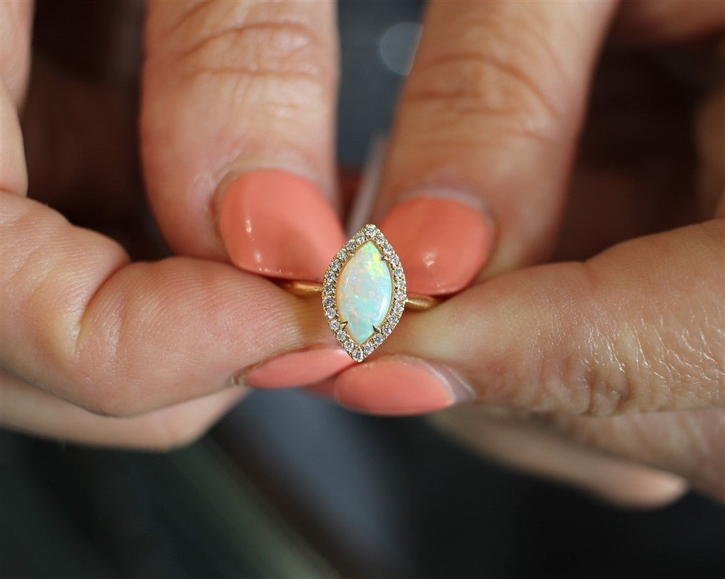 14KY Marquise Opal w/ Diamond