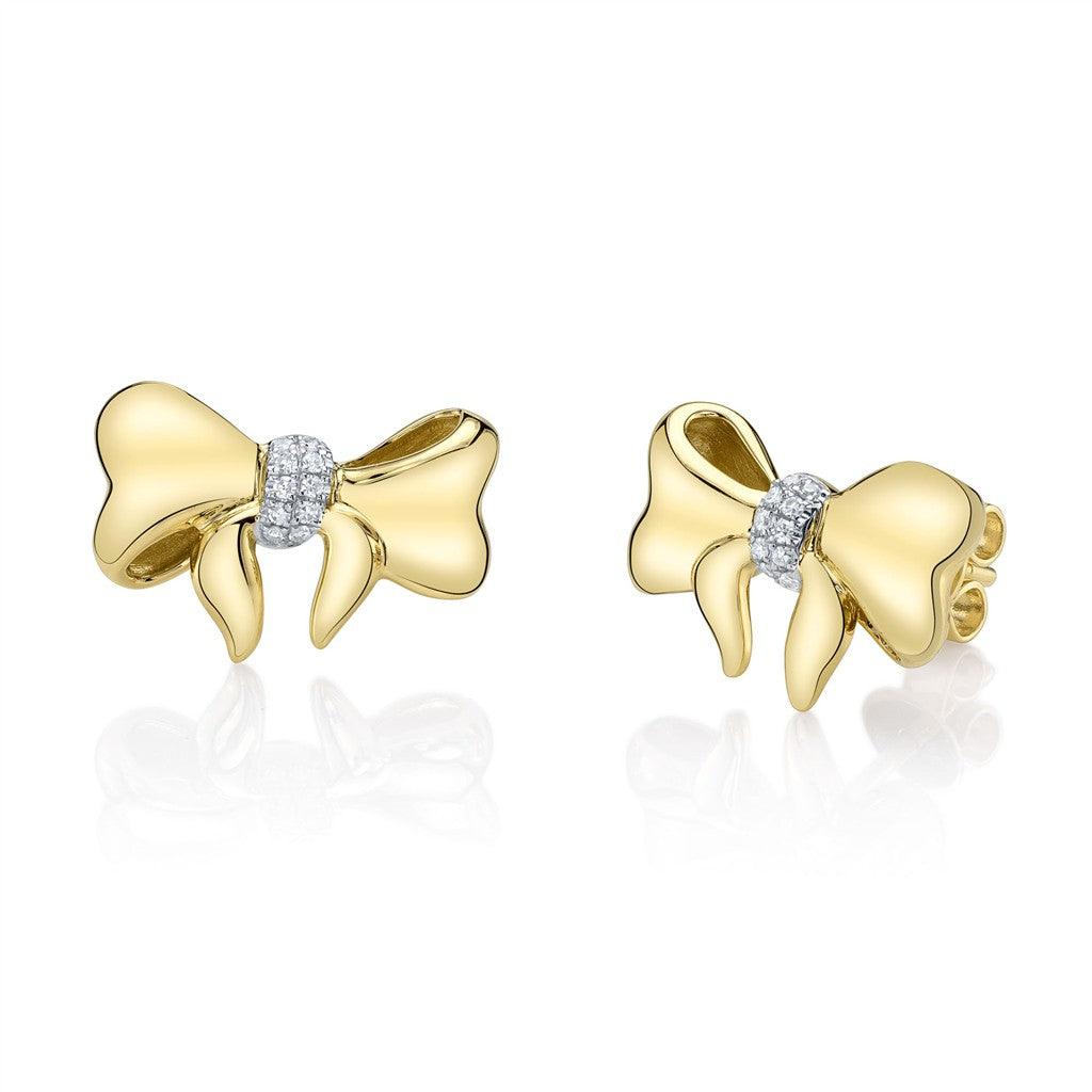 14KY 0.07CTW DIAMOND BOW STUD