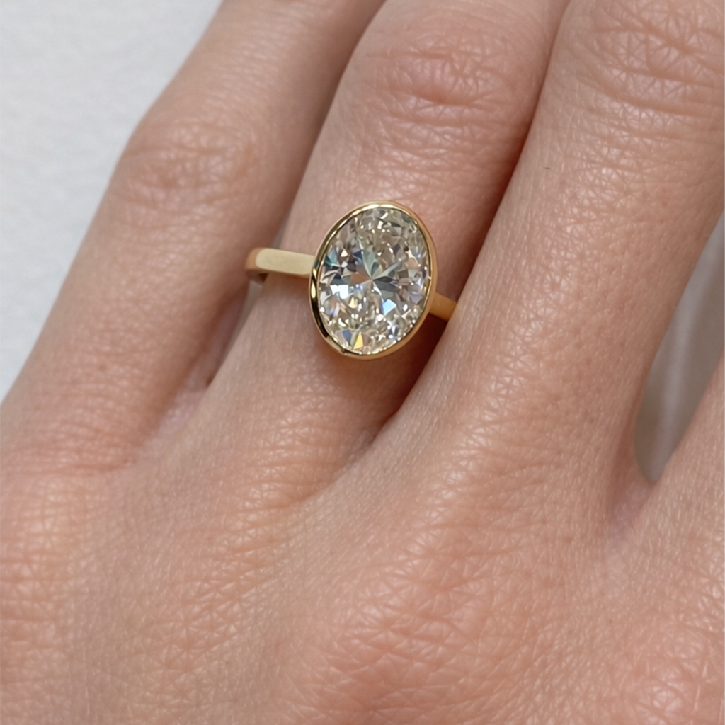 14k yg 3.00 ct oval lab grown