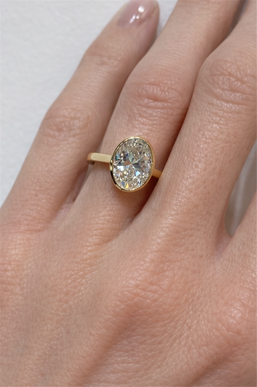 14k yg 3.00 ct oval lab grown