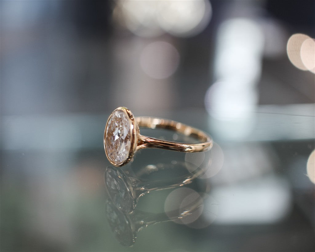 14k yg 3.00 ct oval lab grown