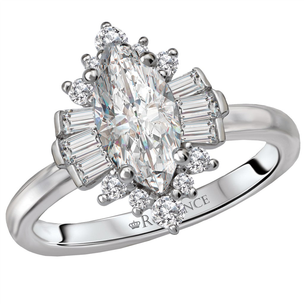 14k wg Diamond Bgt Flower semi